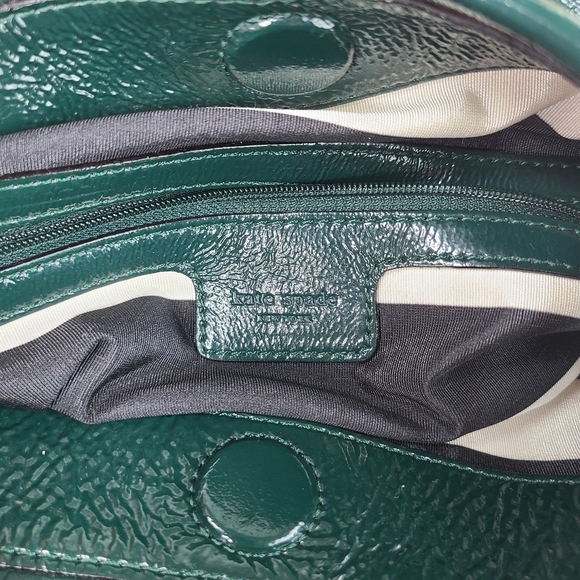 Kate Spade Glossy Green Patent Leather Hobo Shoulder Bag Silver Stud Accents - Picture 14 of 16